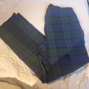 Green plaid straight leg pants